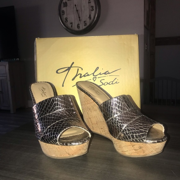 Pewter color Wedge Slip on Sandals - Picture 3 of 3